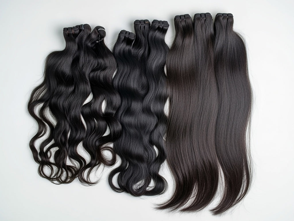 Raw Single Donor Hair on Ground - Multiple - White Background