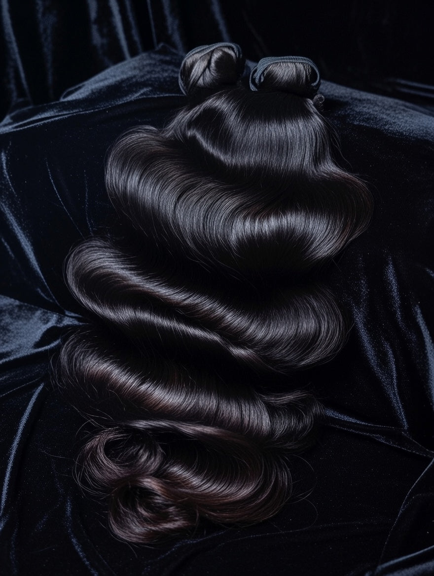 Virgin Hair - Body Wave on Blue Sateen